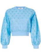 Msgm Broderie Anglaise Detail Sweatshirt - Blue