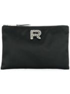 Rochas Embellished Logo Clutch Bag - Black