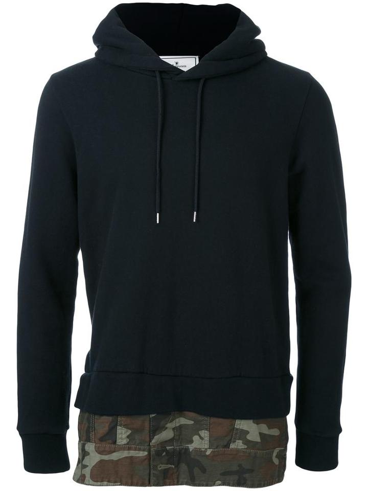 Miharayasuhiro Layered Detail Hoodie, Men's, Size: 46, Black, Cotton