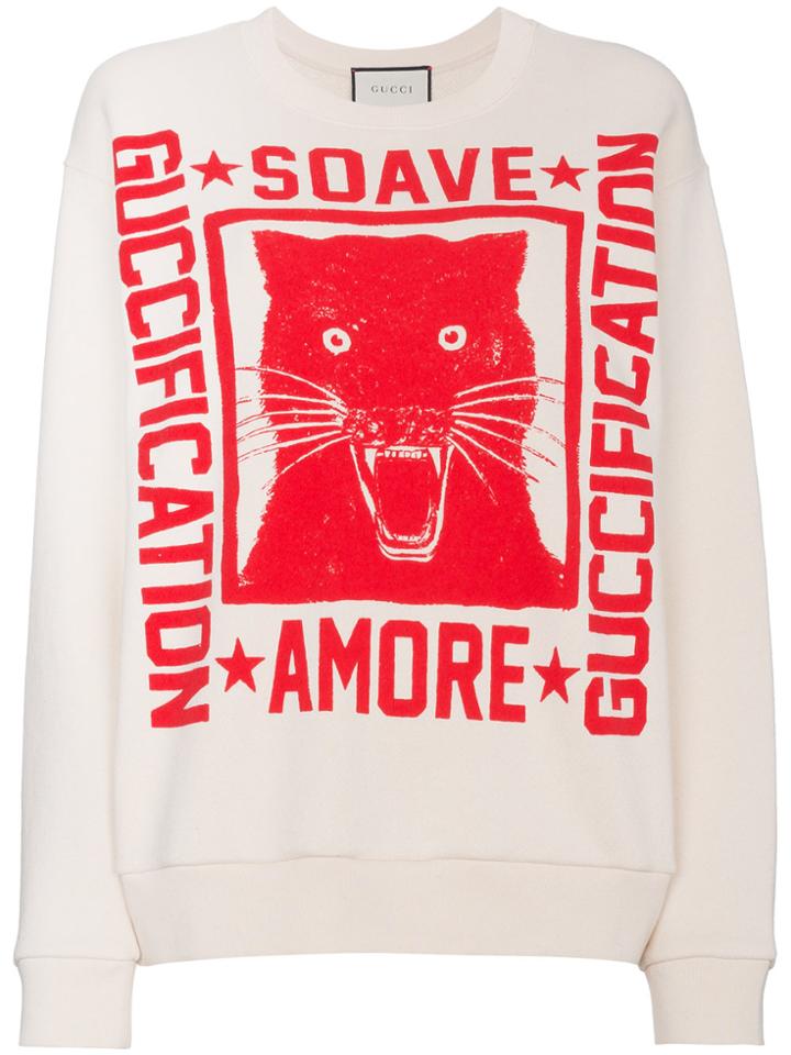 Gucci Sweatshirt With Soave Amore Guccification Print - Nude &