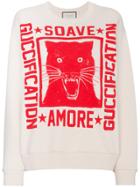 Gucci Sweatshirt With Soave Amore Guccification Print - Nude &