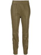 Sprwmn Cropped Leather Track Pants - Green