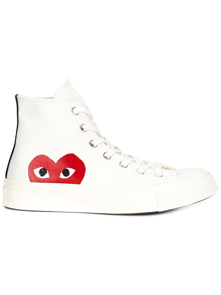 Comme Des Garçons Play Hi-top Trainers - White