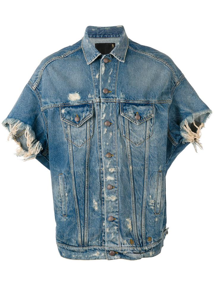 R13 Shortsleeved Denim Jacket, Men's, Size: Small, Blue, Cotton/spandex/elastane