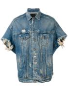 R13 Shortsleeved Denim Jacket, Men's, Size: Small, Blue, Cotton/spandex/elastane