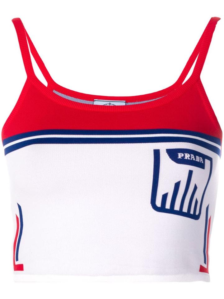 Prada Printed Logo Top - White