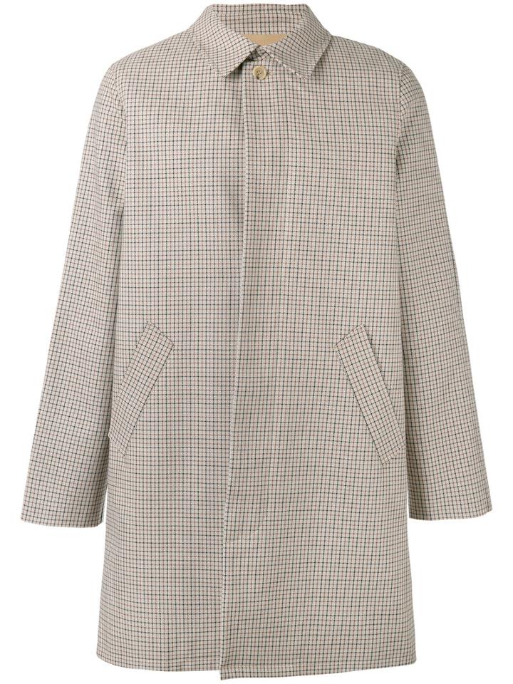 A.p.c. Checked Button-up Coat, Men's, Size: Xl, Nude/neutrals, Cotton/polyamide