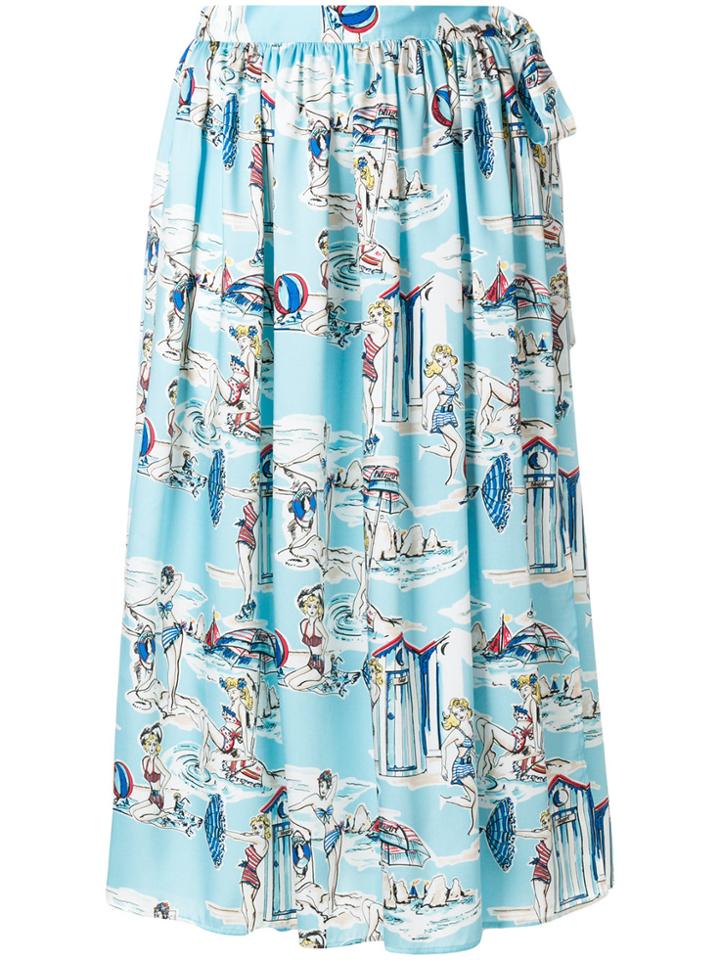 Blugirl Beach Print High-waisted Skirt - Blue