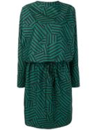 Plan C Geometric Printed Dress - Green