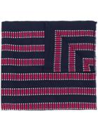 Closed Striped Knit Scarf - Blue