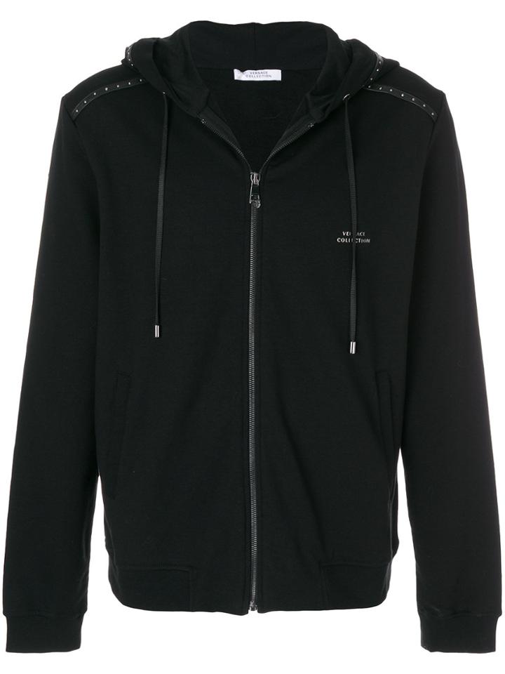 Versace Collection Zipped Hooded Jacket - Black