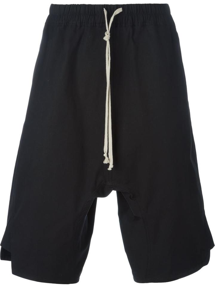 Rick Owens Drop Crotch Shorts, Men's, Size: 48, Black, Cotton/rubber