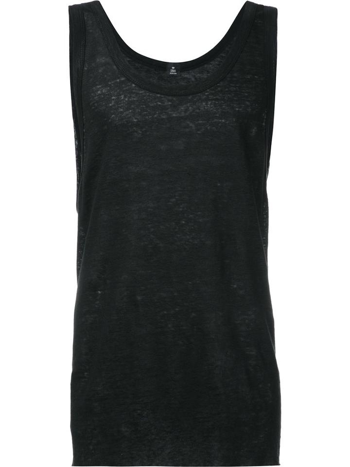 Osklen - Scoop Neck Tank Top - Men - Linen/flax - P, Black, Linen/flax