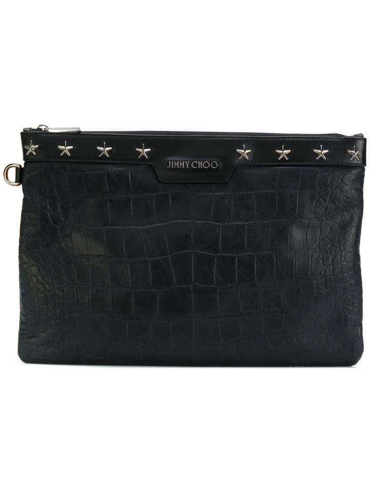 Jimmy Choo - Derek Croc-embossed Clutch - Men - Calf Leather - One Size, Blue, Calf Leather