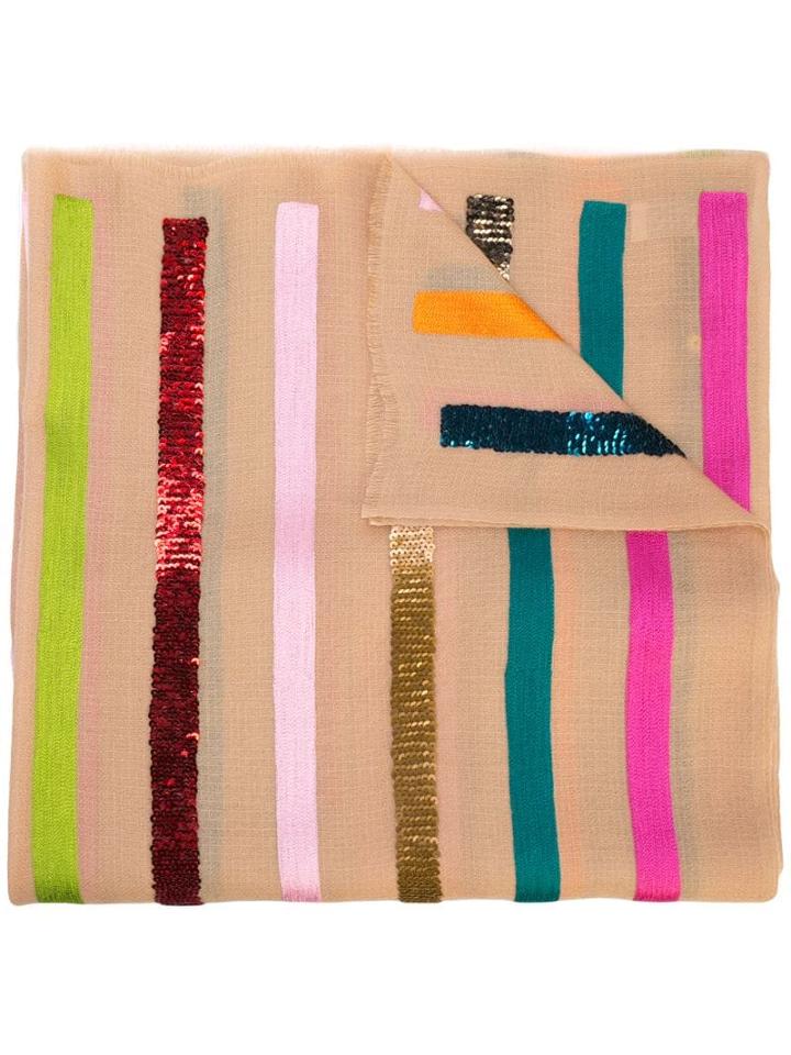 Janavi Striped Cashmere Scarf - Neutrals