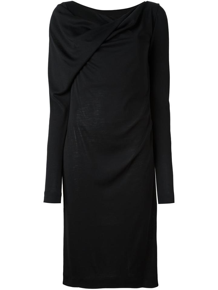 Maison Margiela Boat Neck Draped Dress, Women's, Size: 38, Black, Silk/wool