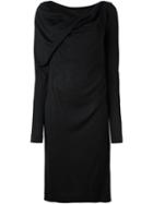 Maison Margiela Boat Neck Draped Dress, Women's, Size: 38, Black, Silk/wool
