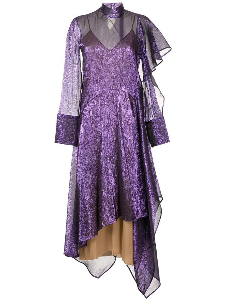 Petar Petrov Asymmetric Shine Effect Dress - Purple