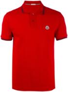 Moncler Striped Trim Polo Shirt, Men's, Size: Large, Red, Cotton