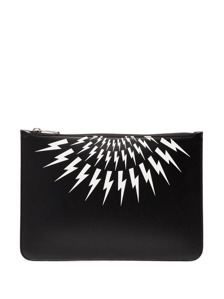 Neil Barrett Thunderbolt Print Pouch - Black