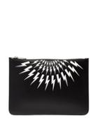 Neil Barrett Thunderbolt Print Pouch - Black