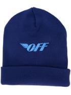 Off-white Logo Print Beanie Hat - Blue