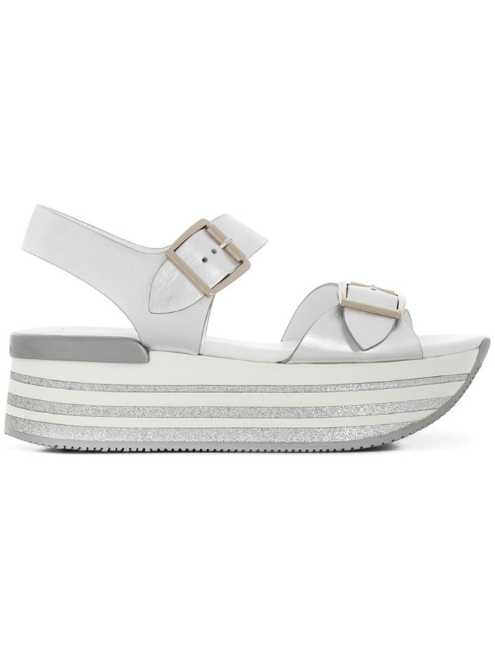 Hogan Chunky Heel Sandals - Metallic