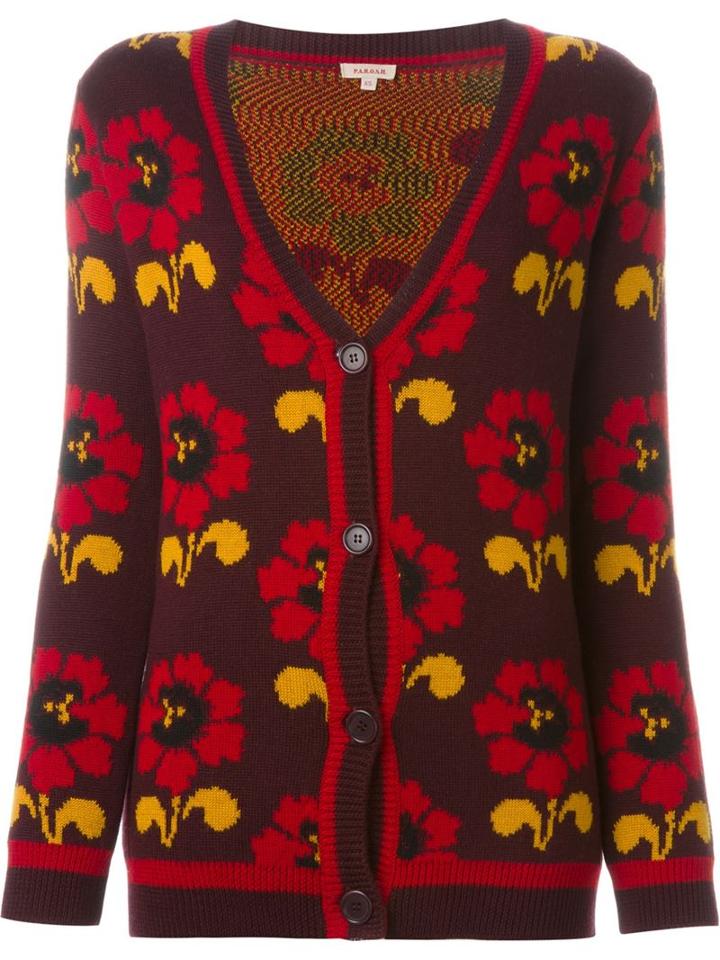 P.a.r.o.s.h. Floral Intarsia Knit Cardigan