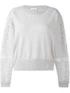 Chloé Guipure Insert Jumper, Women's, Size: Medium, Nude/neutrals, Cotton/polyester/cashmere/merino