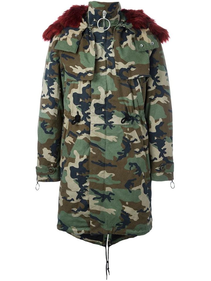Off-white Camouflage Parka, Men's, Size: Large, Green, Cotton/acrylic/polyester