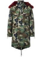 Off-white Camouflage Parka, Men's, Size: Large, Green, Cotton/acrylic/polyester