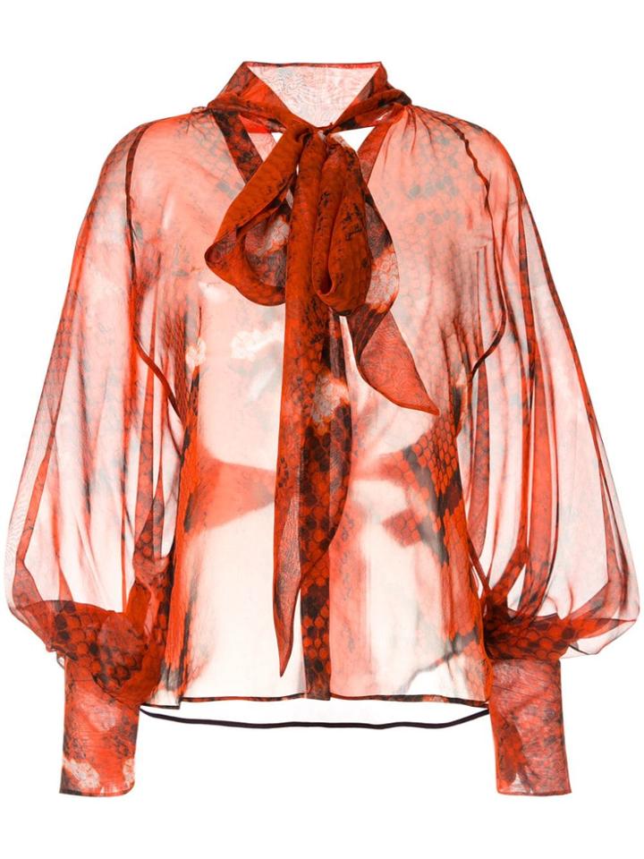 Petar Petrov Snakeskin Print Neck-tied Blouse - Red