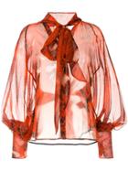 Petar Petrov Snakeskin Print Neck-tied Blouse - Red