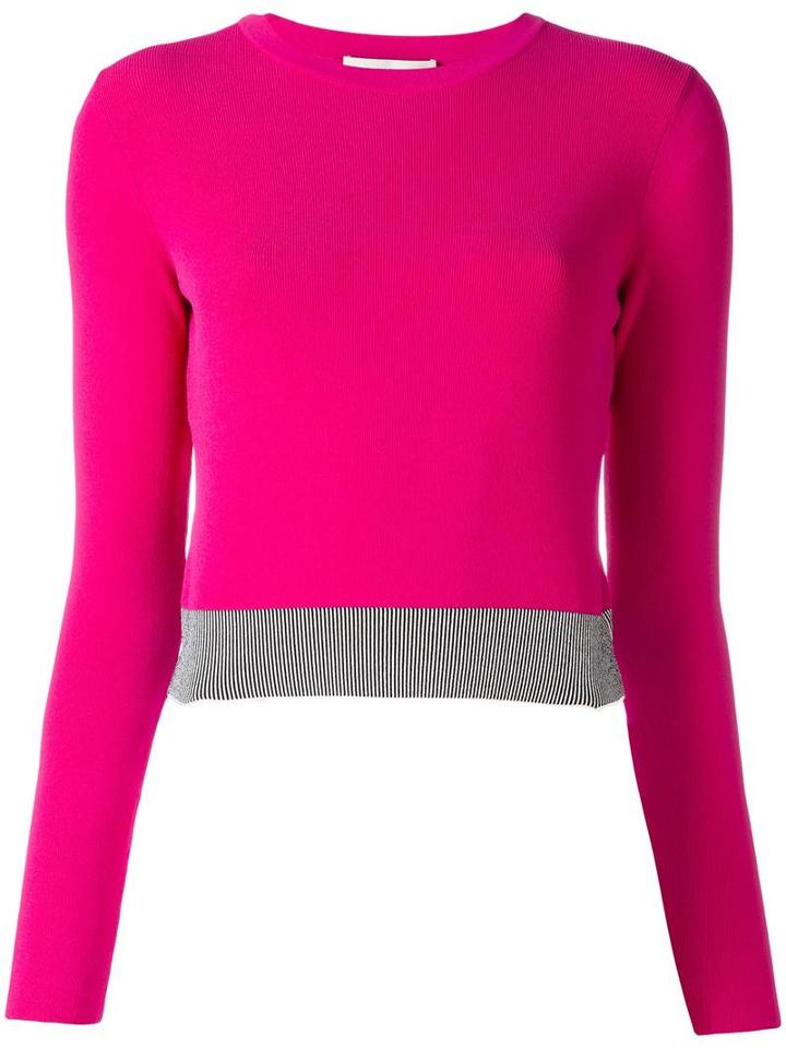 Cédric Charlier Bicolour Cropped Jumper, Women's, Size: 40, Pink/purple, Polyester/rayon