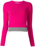 Cédric Charlier Bicolour Cropped Jumper, Women's, Size: 40, Pink/purple, Polyester/rayon