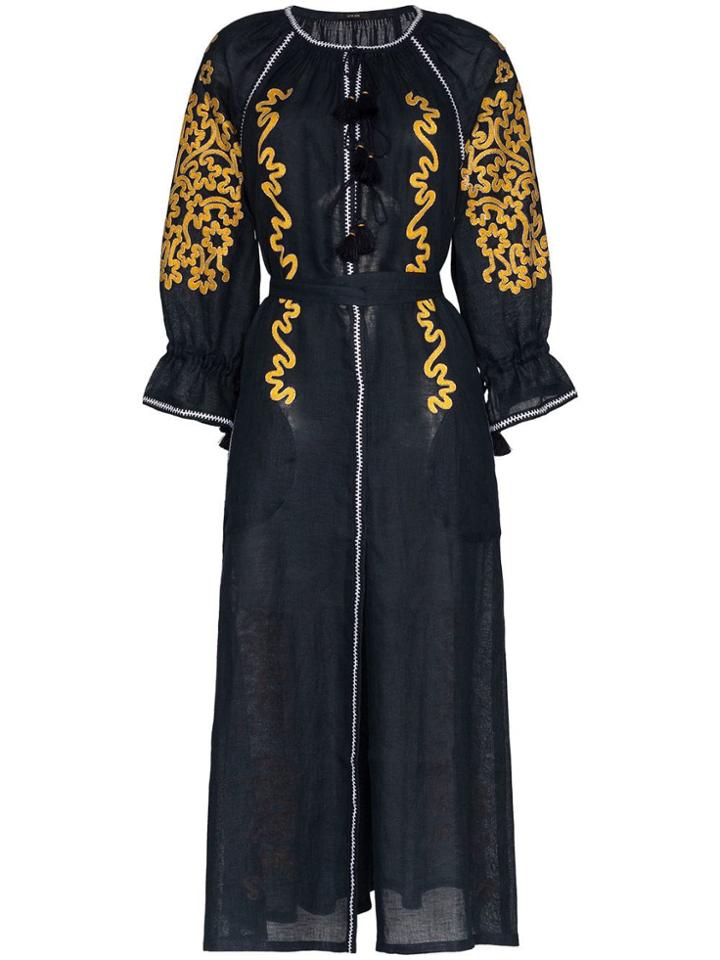 Vita Kin Midi Embroidered Dress - Blue