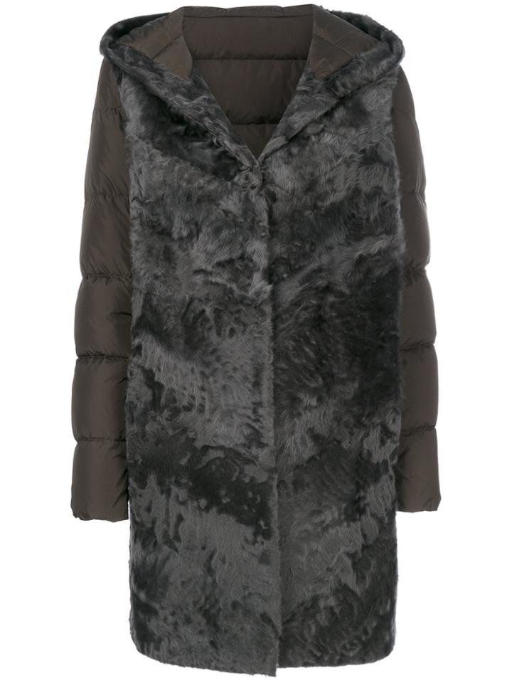 Liska Padded Lambfur Coat - Grey