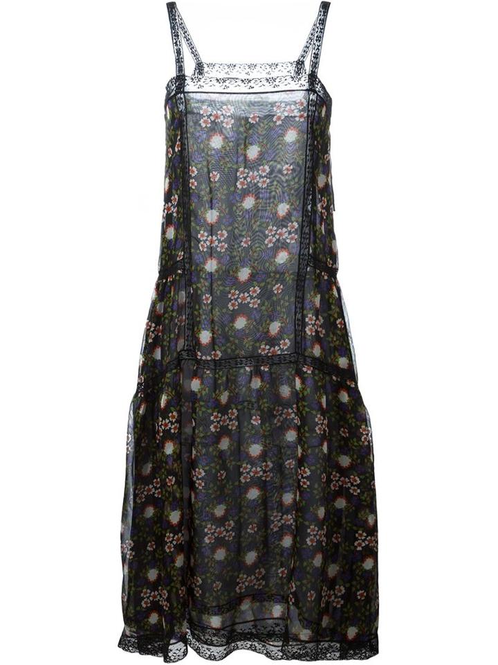 P.a.r.o.s.h. Lace Trim Dress, Women's, Black, Polyester/polyamide/cotton