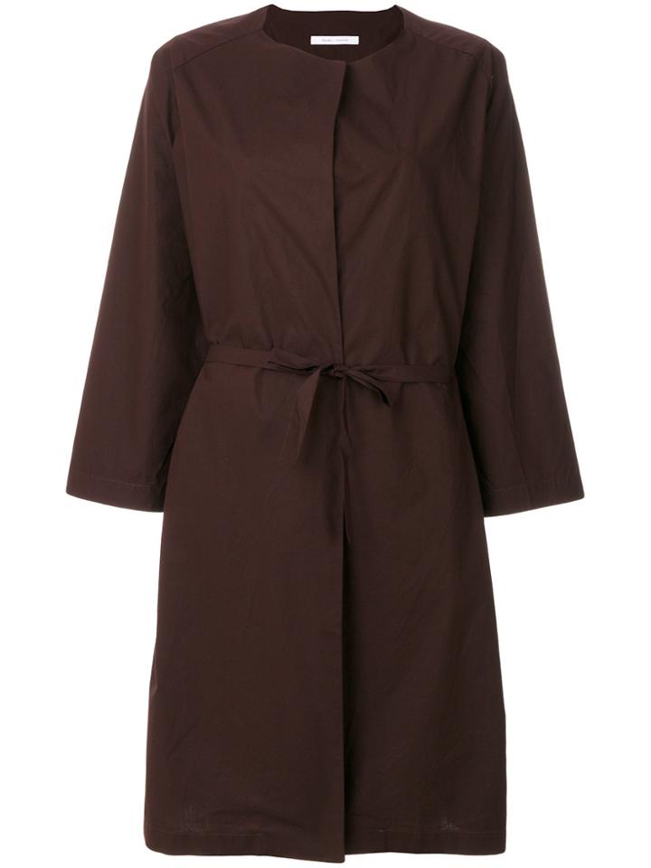 Humanoid Collarless Belt Coat - Red