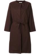 Humanoid Collarless Belt Coat - Red