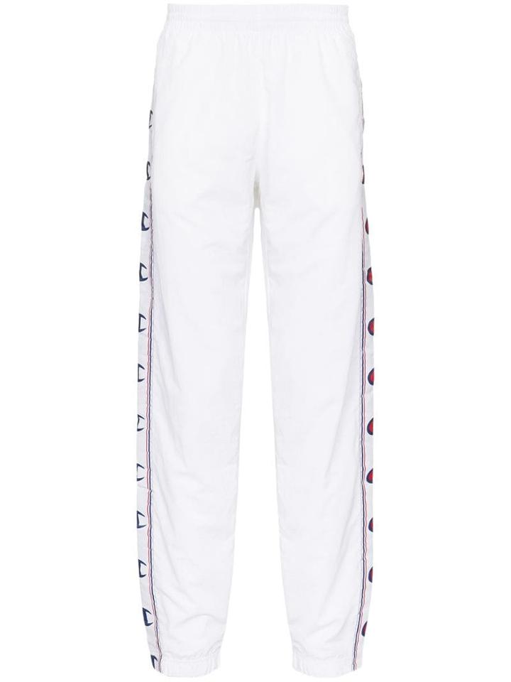 Champion Logo-stripe Sweatpants - White