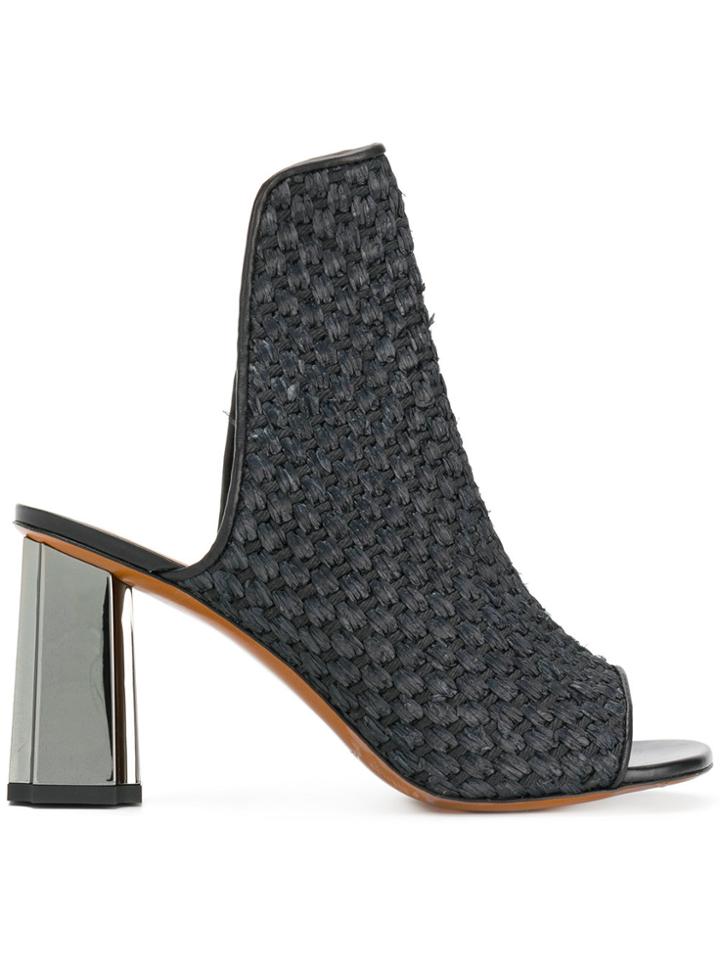 Robert Clergerie Peep Toe Block Heel Sandals - Black