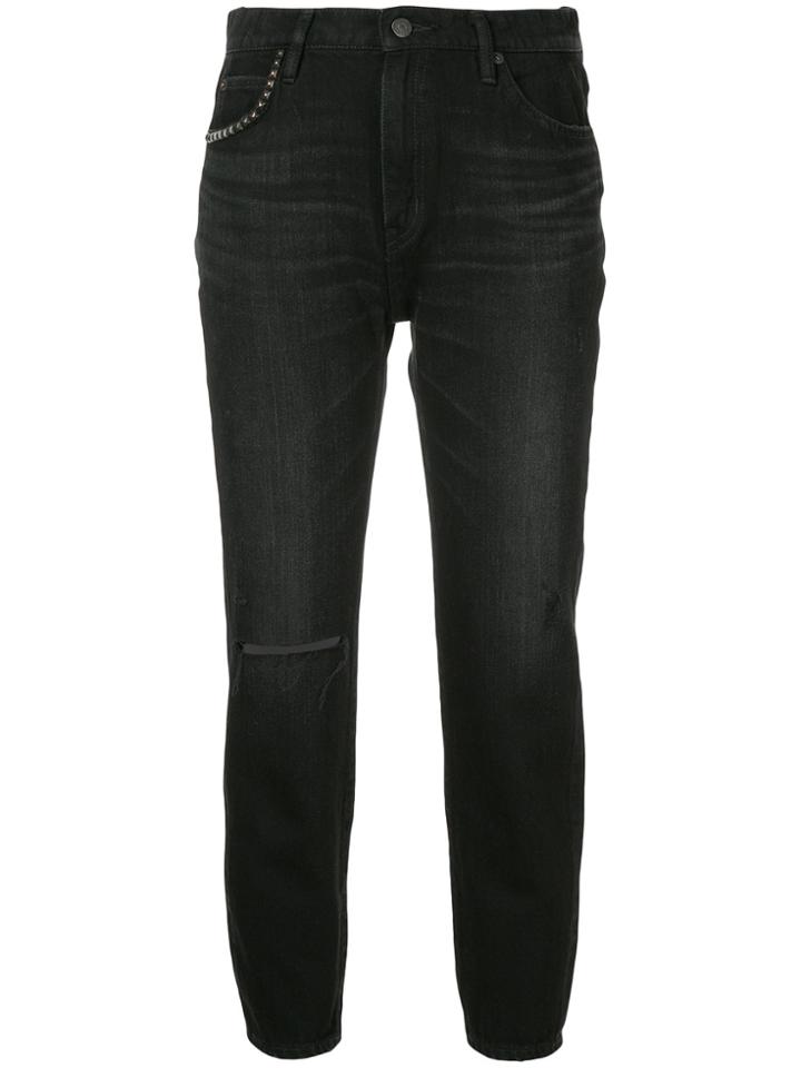 Hysteric Glamour Slash Knee Slim Fit Jeans - Black