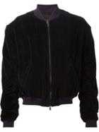 Haider Ackermann Draped Bomber Jacket, Men's, Size: Small, Black, Cotton/nylon/spandex/elastane