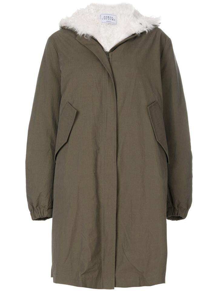 Forte Couture Fur Lining Parka Coat - Green