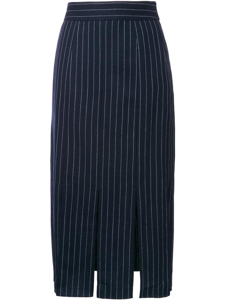 Le Ciel Bleu Pinstripe Slit Skirt, Women's, Size: 34, Blue, Wool