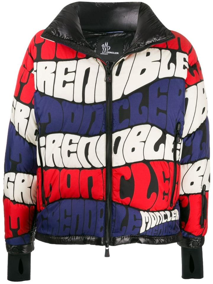 Moncler Grenoble Logo Print Padded Jacket - Blue