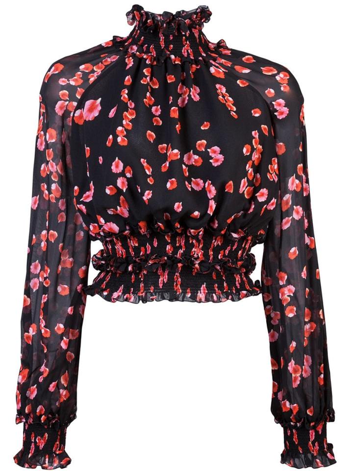 Giambattista Valli Floral Long-sleeve Blouse - Black