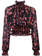 Giambattista Valli Floral Long-sleeve Blouse - Black