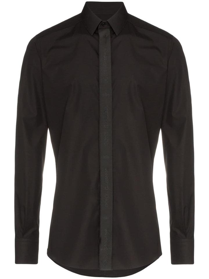 Dolce & Gabbana Logo Placket Trim Shirt - Black